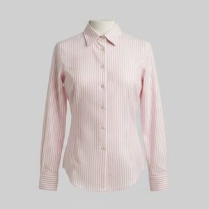 Loro Piana Striped Cotton Button Down Shirt Made in Italy Sz 40 Pink White